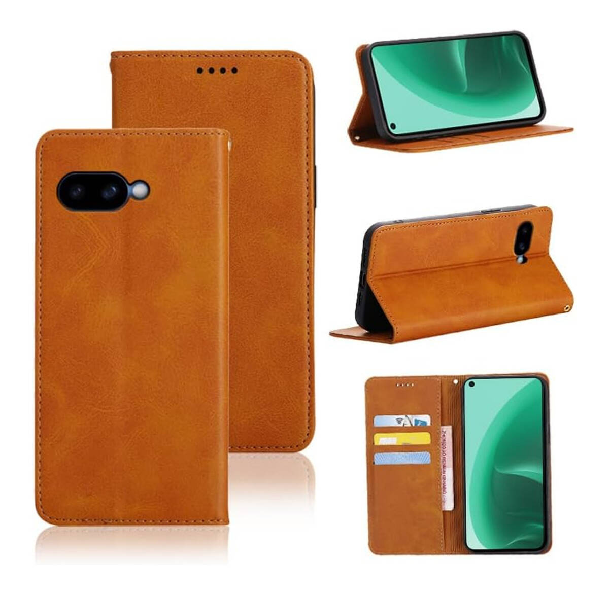 Google Pixel 9A ケース 手帳型 PUレザー カード収納 財布型 耐衝撃マグネット スタンド機能付き ライトブラウン ay124拍卖