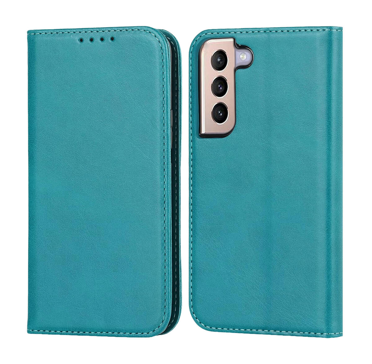 GalaxyS22ケース 手帳型 SC-51C SCG13合成皮革 内蔵マグネット スマホケース スタンド機能 落ち着いた色 レトロ ターコイズ ay564拍卖