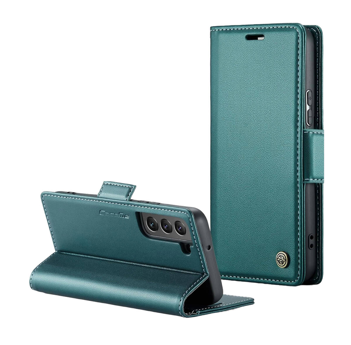 Galaxy S22 (SCG13 / SC-51C)ケース PUレザー スタンド機能 カード収納 サイドマグネット TPU 全面保護 カメラ保護 グリーン ay626拍卖