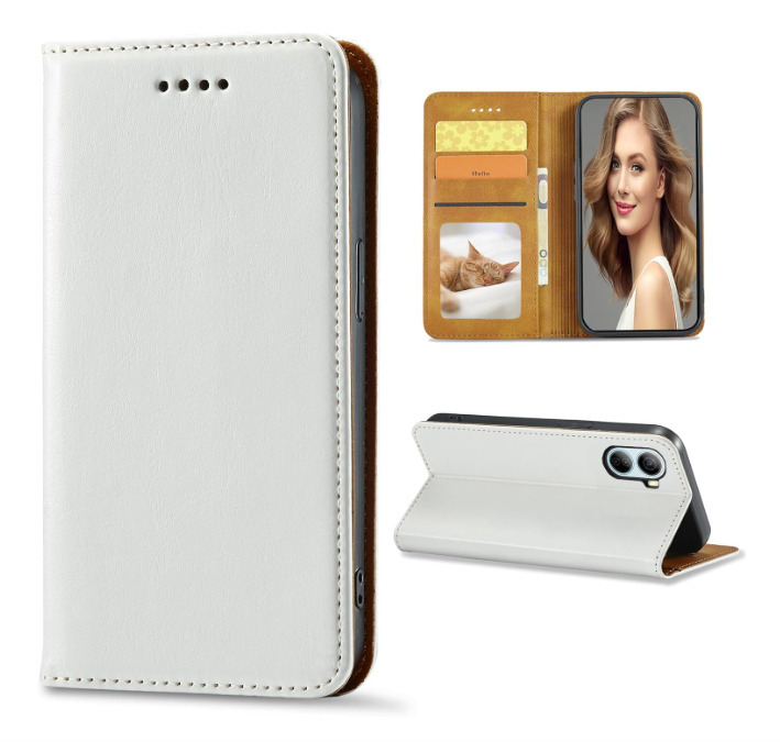 Libero 5G IV ケース 手帳型 A302ZT 合革レザー TPUケース ストラップホール付き カード収納 スタンド機能 ホワイト ay112拍卖