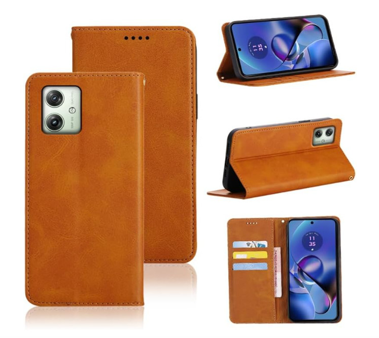 moto g64 5G / g64Y 5G ケース 手帳型 スマホケース PUレザー カード収納 耐衝撃 マグネット スタンド機能付き ライトブラウン ay218拍卖