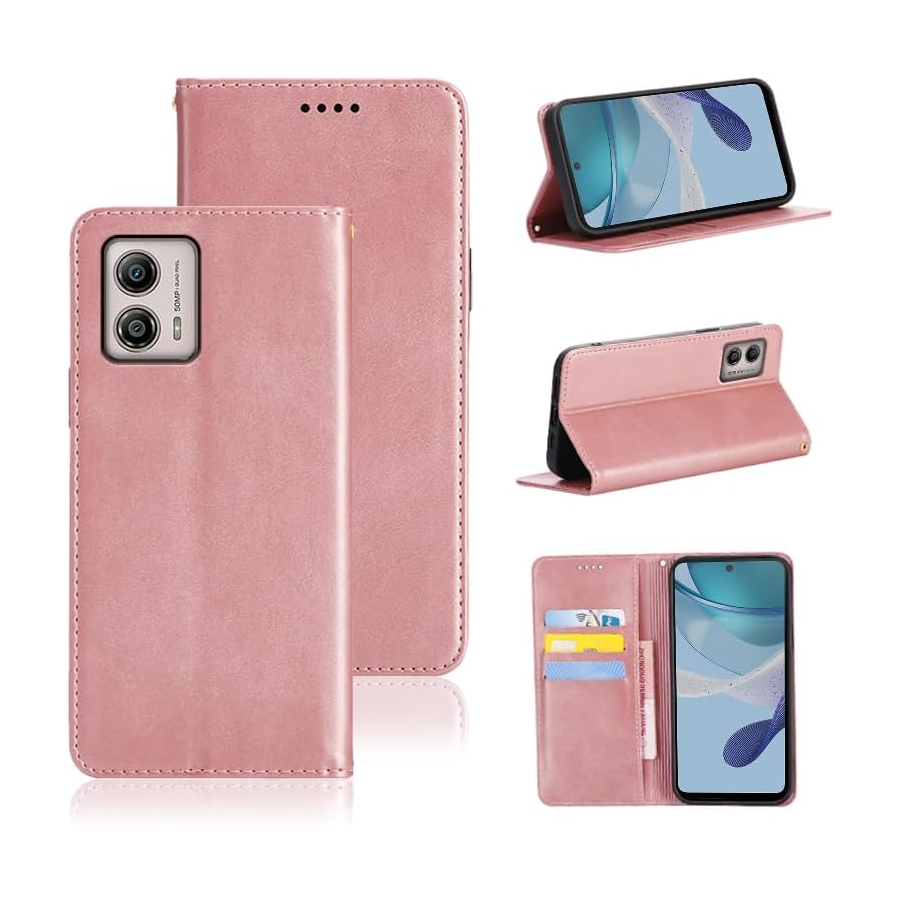 moto G53J5G/moto G53y5G/moto G535G ケース 手帳型 PUレザー カード収納 耐衝撃 マグネット ライトローズゴールド ay146拍卖