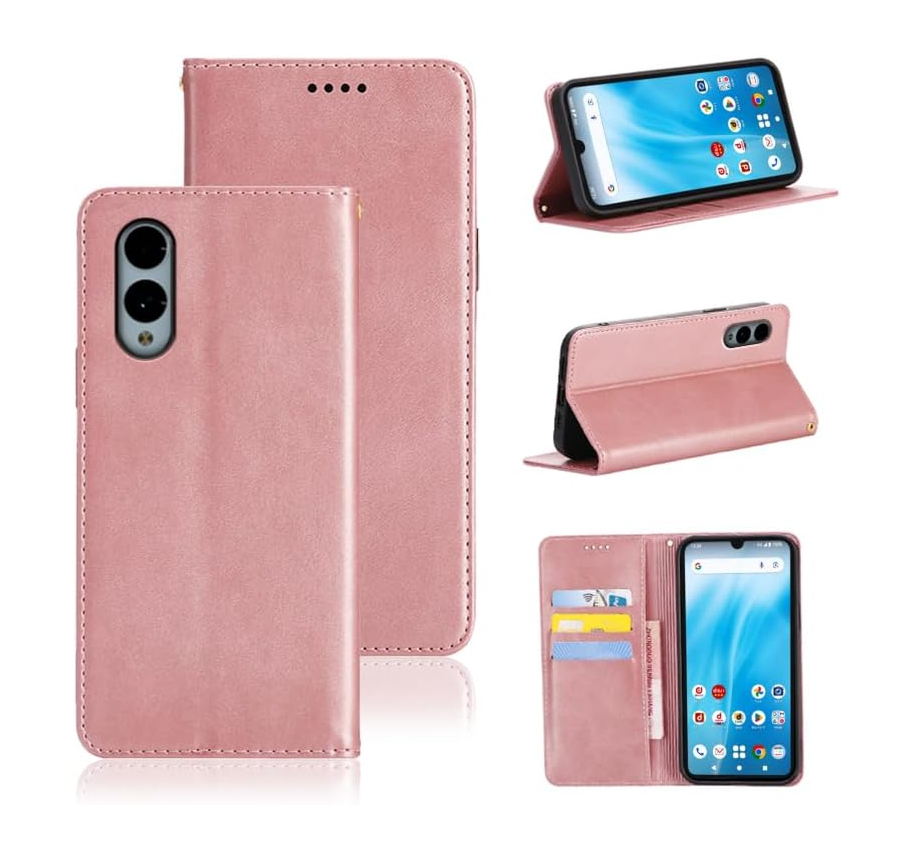 Arrows We2 F-52E 用 ケース 手帳型 PUレザー カード収納 財布型 耐衝撃 ケース マグネット スタンド機能付き ライトローズゴールド ay361拍卖