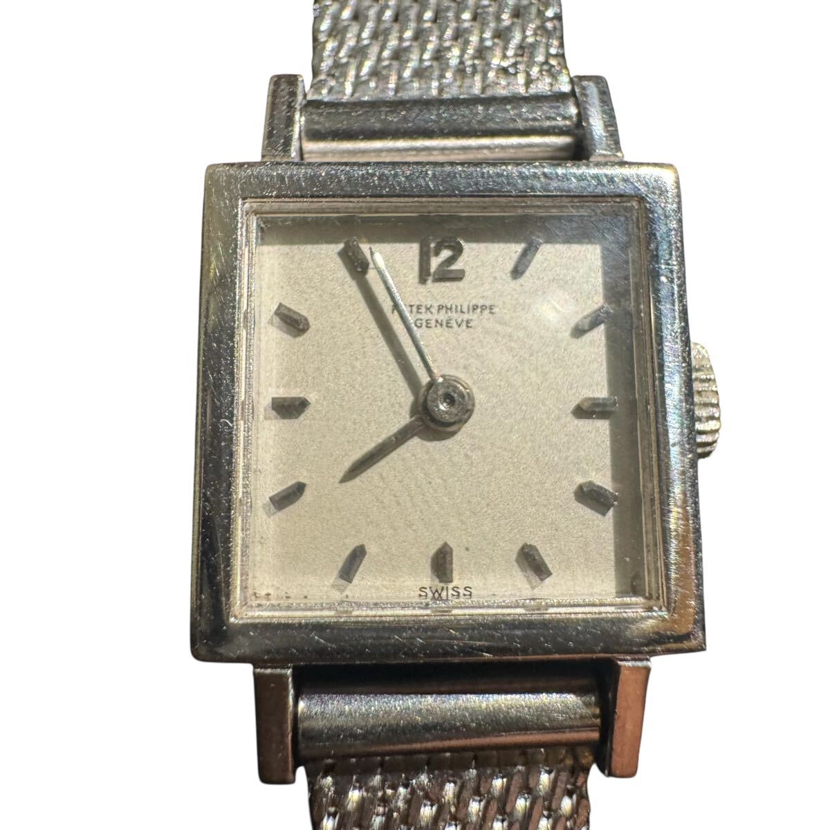 patek philippe パテック フィリップ ヴィンテージ スクエア 手巻きウォッチ Ref.3285/21 腕時計 稼働品 シルバー 金無垢 拍卖