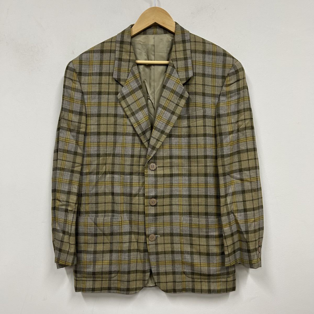 日本製 KENZO ケンゾー シングルジャケット チェック柄 メンズ 総裏 センターベント 3B サイズ1 テーラード ブレザー a1134拍卖