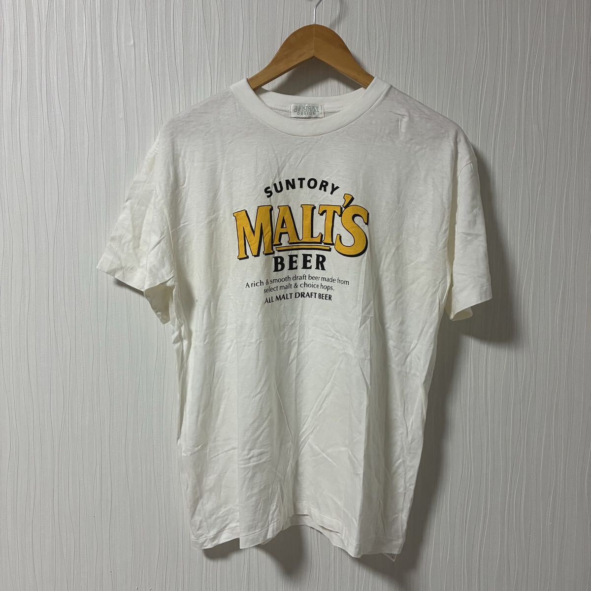 SUNTORY ORIGINAL DESIGN サントリー 90s 半袖Tシャツ モルツ ビール ノベルティ 90年代 シングルステッチ 白 Tシャツ ビンテージ a1143拍卖