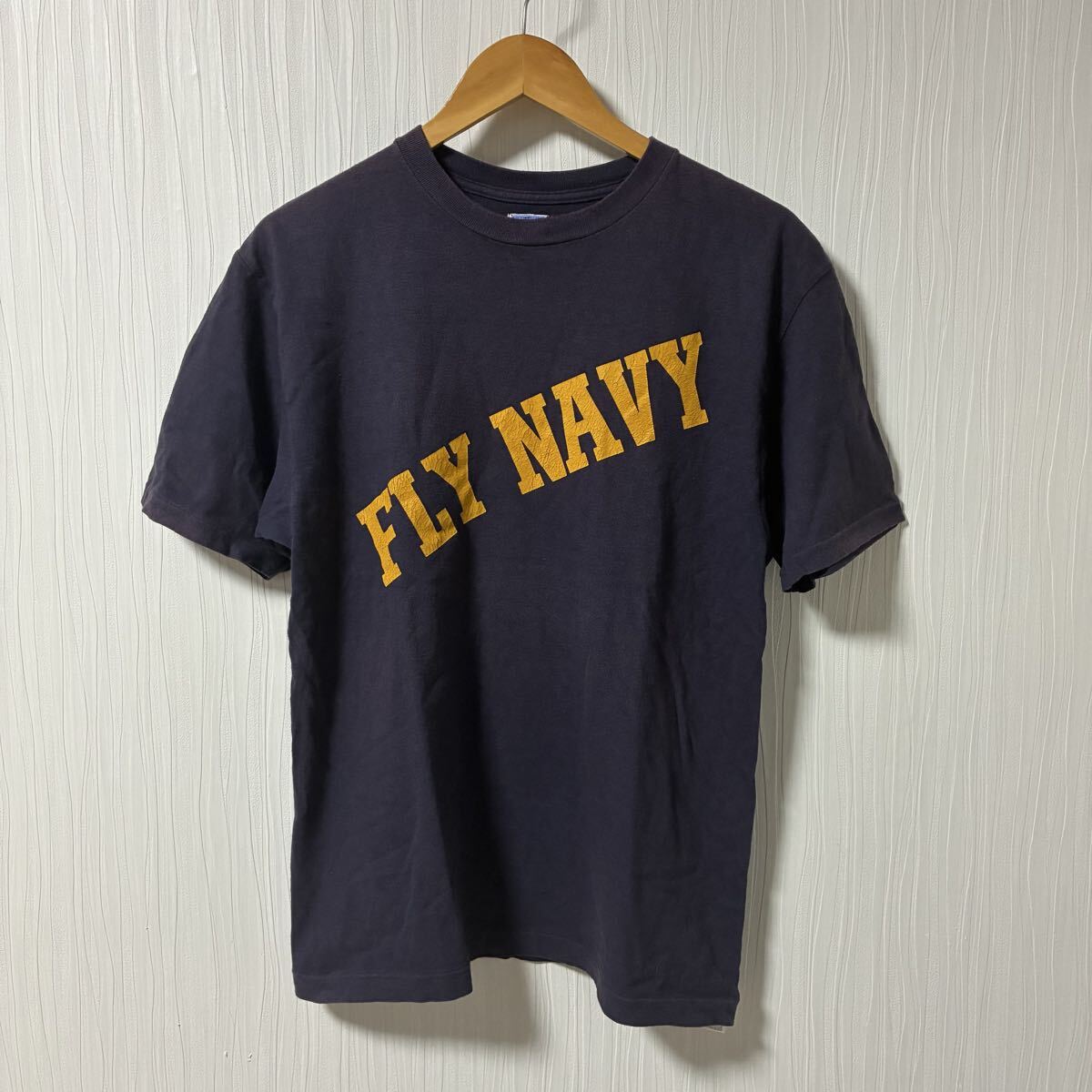 DUBBLE WORKS ダブルワークス プリント 半袖Tシャツ ネイビー メンズ サイズL シングルステッチ ウエアハウス WAREHOUSE a1145拍卖