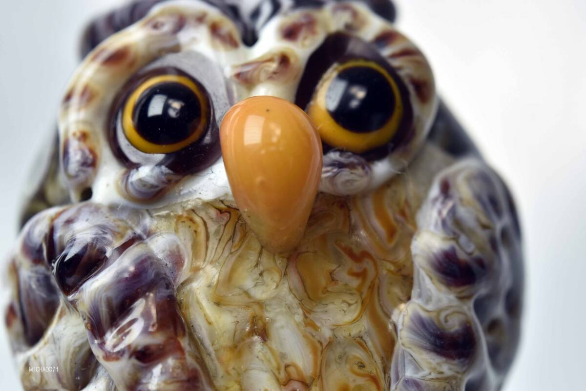 フクロウのトンボ玉 ガラスのジュエリー ペンダントトップ作家物一点物 12867-451 フクロウアクセサリー フクロウペンダント拍卖