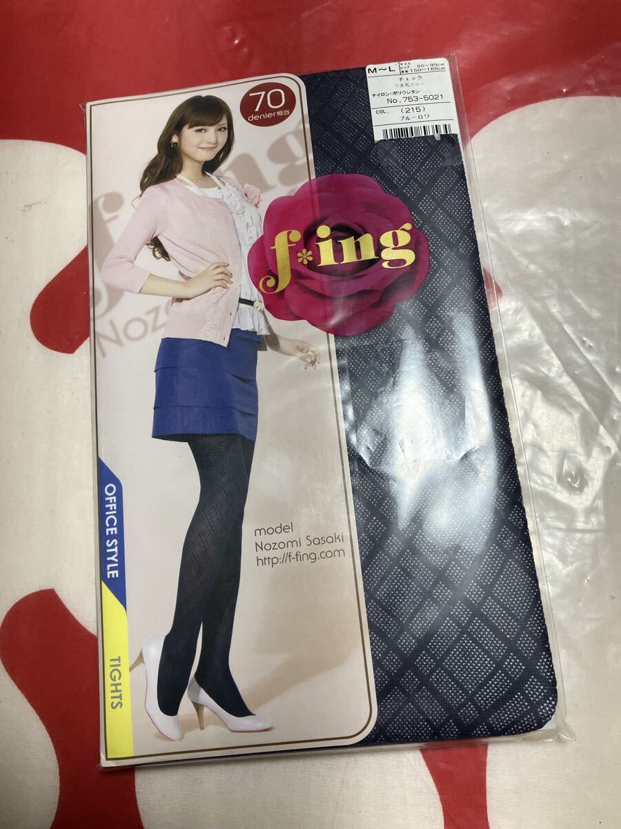 fukuske f *ing 70デニール チェック ブルーロワ タイツ 福助 柄 tights 青 つま先スルー デザイン 模様 メッシュ 佐々木希 オフィス拍卖