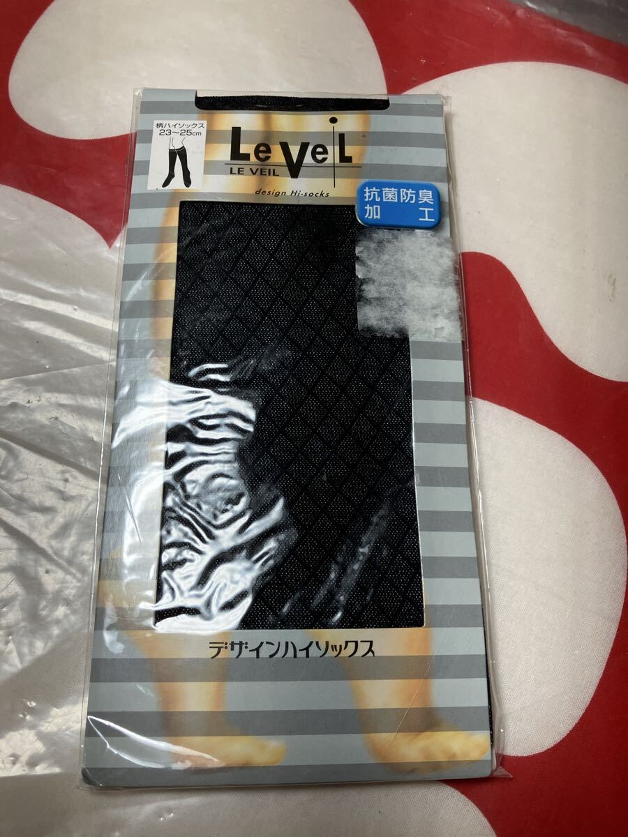 和合 le veil デザイン ハイソックス 柄 ブラック 23-25cm ショートストッキング hi socks short stocking 黒 ダイヤ 拍卖
