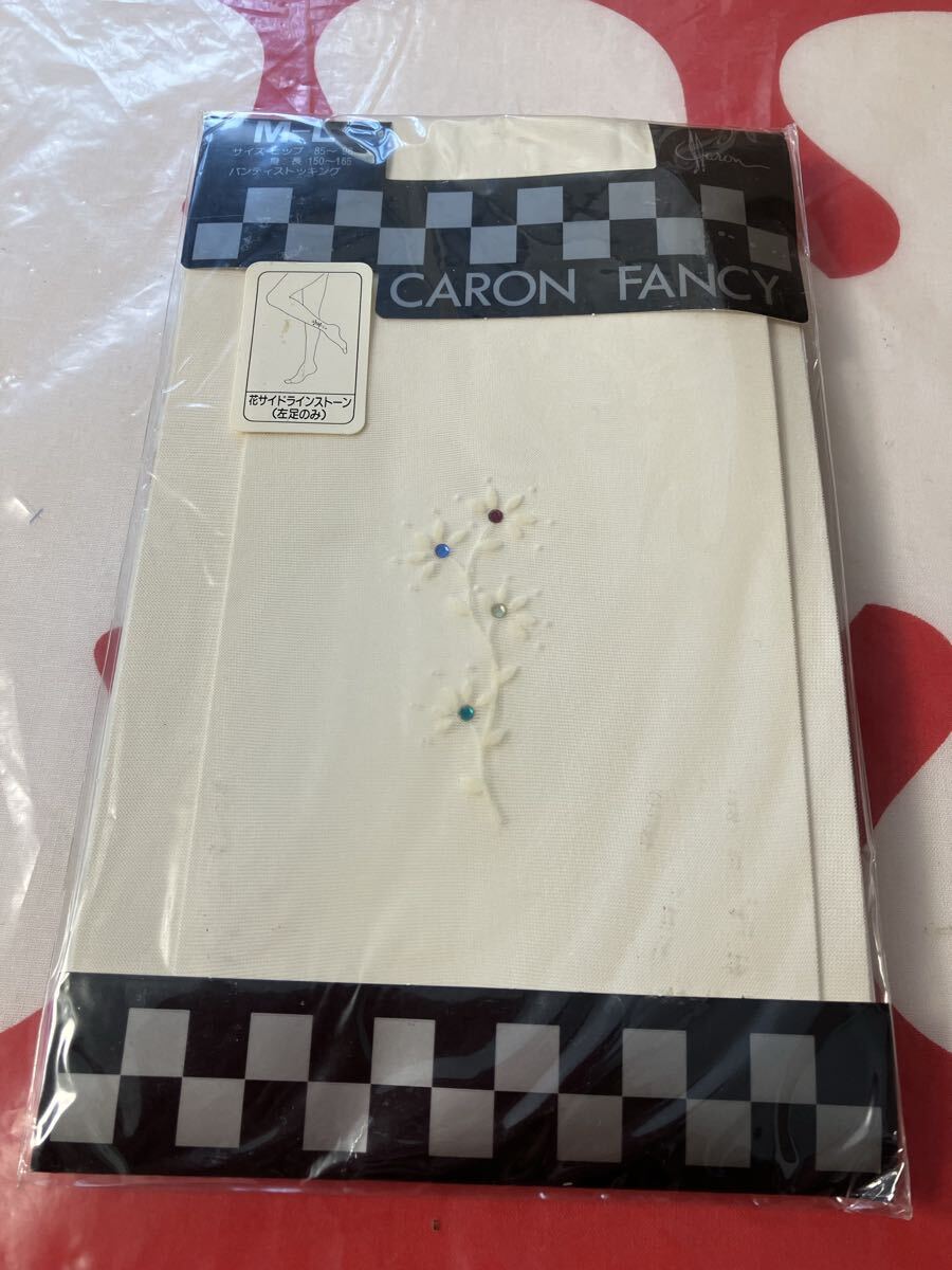 カタクラ caron fancy 花サイドラインストーン パンティストッキング アイボリー パンスト panty stocking キャロン ファンシー 柄 白 拍卖