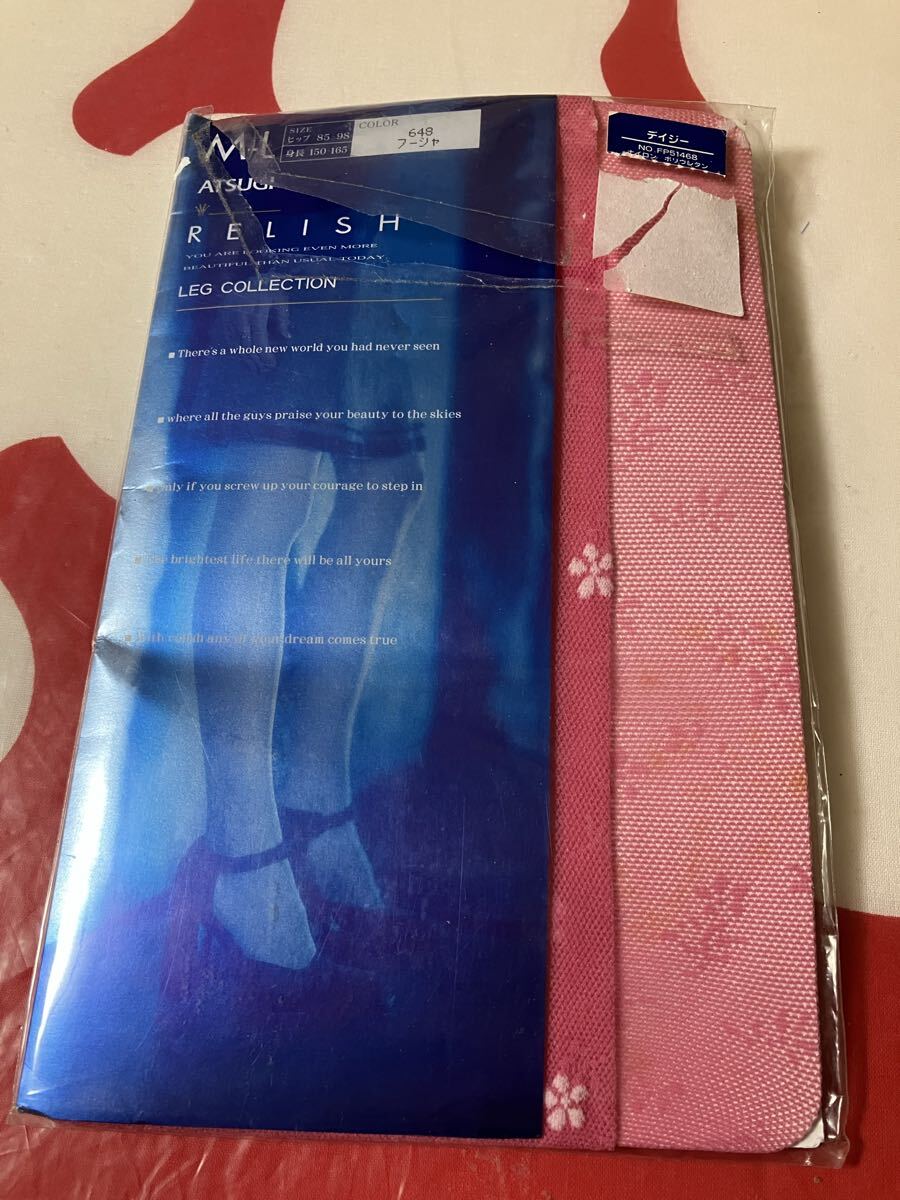 袋破れ atsugi relish デイジー フーシャ 花柄 デザイン 模様 パンティストッキング パンスト アツギ レリッシュ panty stocking 赤系拍卖