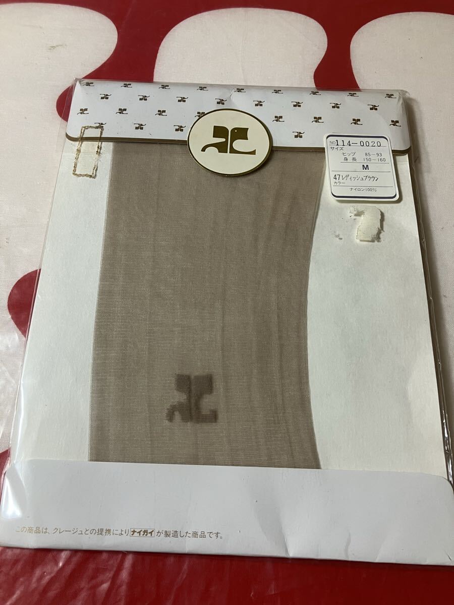 courreges M パンティストッキング レディッシュブラウン クレージュ パンスト panty stocking ロゴ ワンポイント ナイガイ ナイロン100%拍卖