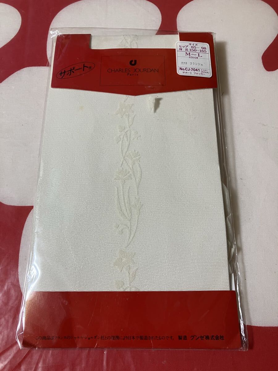 charles jourdan paris サポート フロッキー M-L ブランシュ パンティストッキング 花柄 デザイン パンスト panty stocking グンゼ拍卖