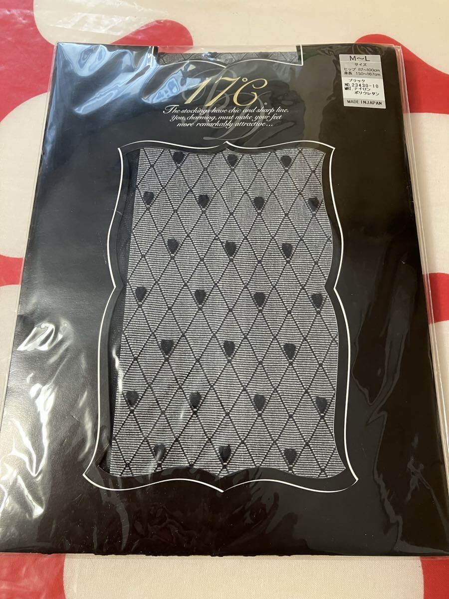 ブロンドール 17℃ M-L ブラック パンティストッキング 柄 デザイン 模様 パンスト panty stocking 黒 black 拍卖