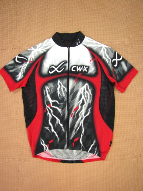 CG22*【M】ワコールcwx ジップアップ 半袖シャツ バックポケット ランニング ジョギング メッシュ 速乾拍卖