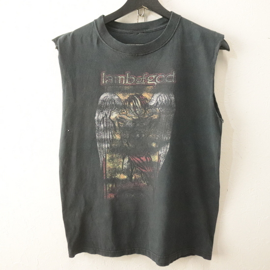 S793 2000年代製 ラムオブゴッド カットオフ ロックTシャツ■00s Sサイズくらい 黒 ブラック アメカジ ストリート バンドT 古着卸 90s 80s拍卖