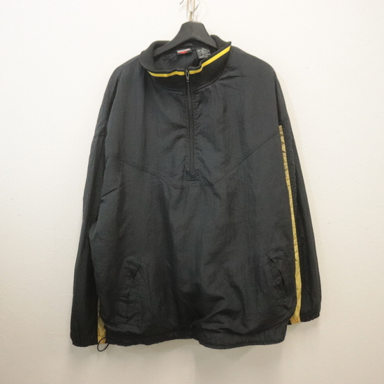J839 90sビンテージ WINNER ナイロンジャケット■1990年代製 表記XLサイズ ブラック 黒 ハーフジップ アメカジ ストリート 古着 激安拍卖