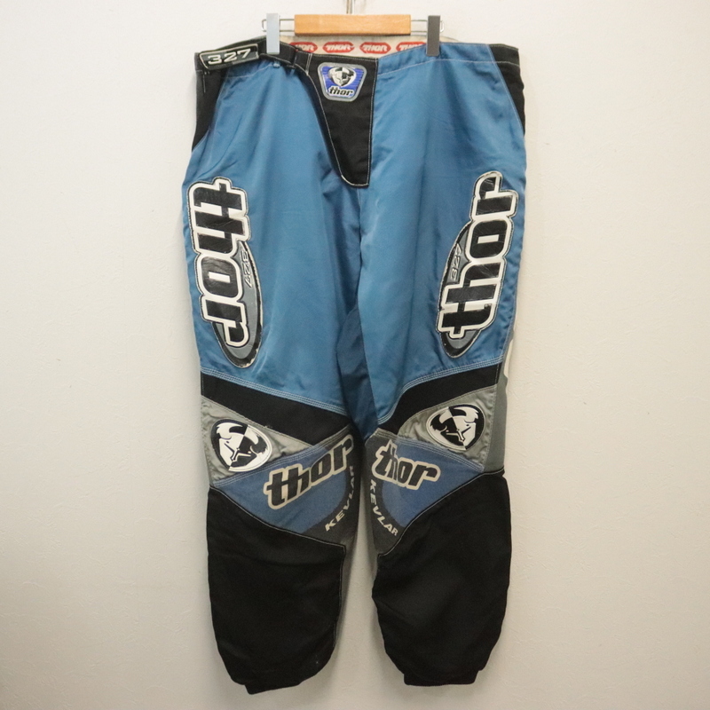 h696 2000年代製 THOR ソアー ナイロン モトクロスパンツ■00s 45インチ ブルー アメカジ ストリート ストレート BMX アンティーク 古着卸拍卖