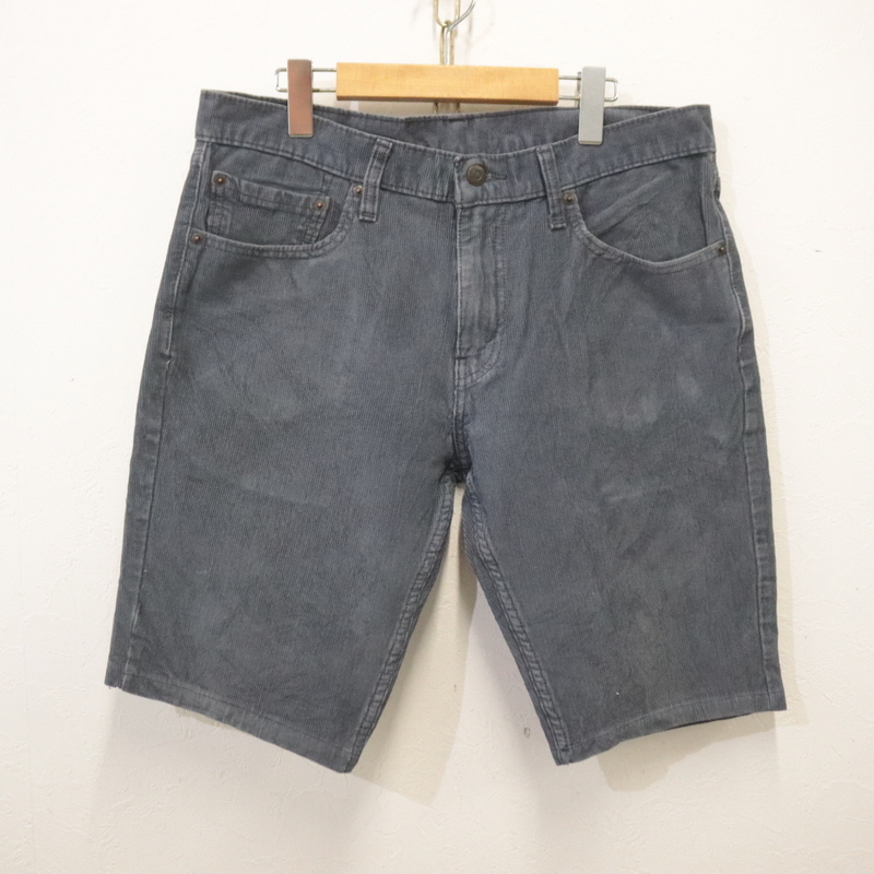 q48 2000年代製 リーバイス ハーフパンツ■00s 表記W33L32 グレー リメイク コーデュロイ アメカジ ストリート 古着 激安 ヴィンテージ拍卖