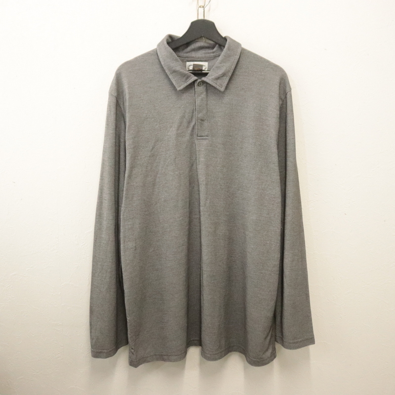 m46 2000年代製 ピエールカルダン 長袖ポロシャツ■00s 表記XLサイズ グレー レーヨン アメカジ ストリート 古着 激安 ヴィンテージ 90s拍卖