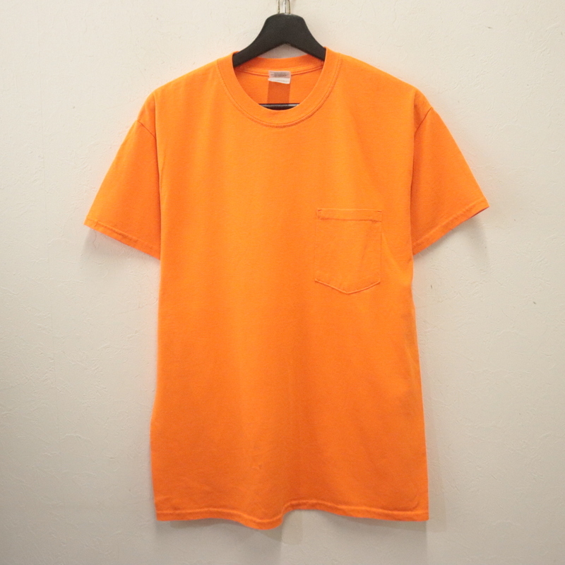 K734 2000年代製 GILDAN ギルダン 半袖Tシャツ■00s 表記Mサイズ オレンジ ポケットTシャツ 無地 アメカジ 古着 激安 古着卸 ヴィンテージ拍卖