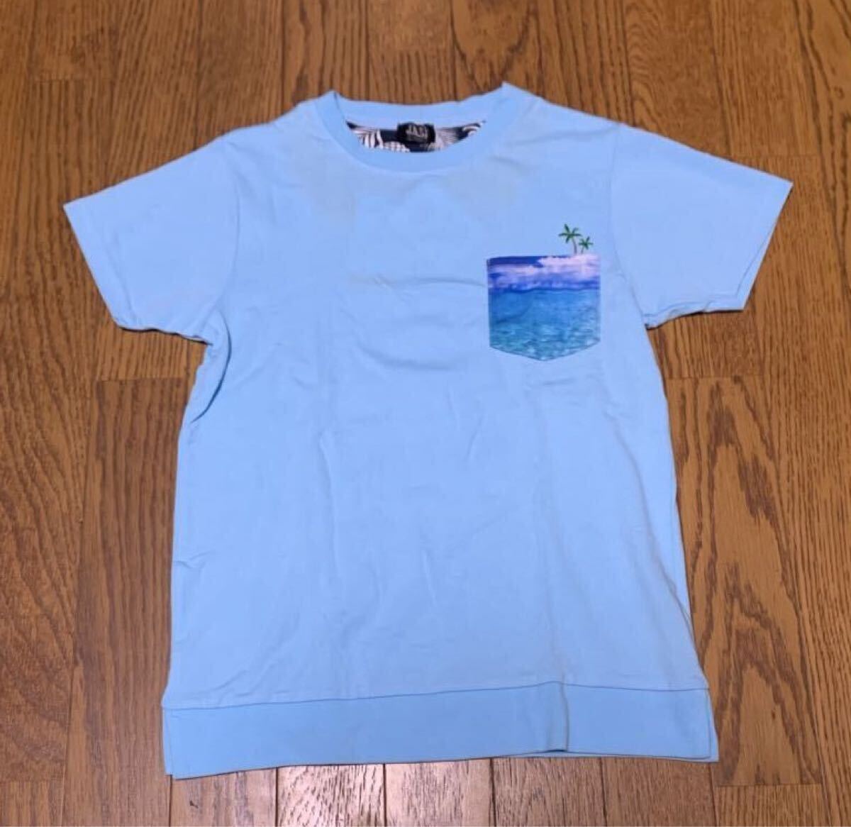 再値下げ!★即決あり!★未使用品タグ付き!★J.B.B. キッズ 半袖プリントTシャツ 150cm 青系★ポケット付き★ビーチ★ハワイ★綿100%拍卖
