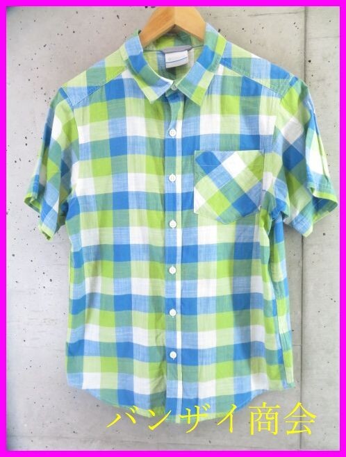【送料300円可】4080b6◆美品です◆Columbia コロンビア 半袖チェックシャツ S/アウトドアジャケット/マウンテンパーカー/ベスト/パンツ拍卖
