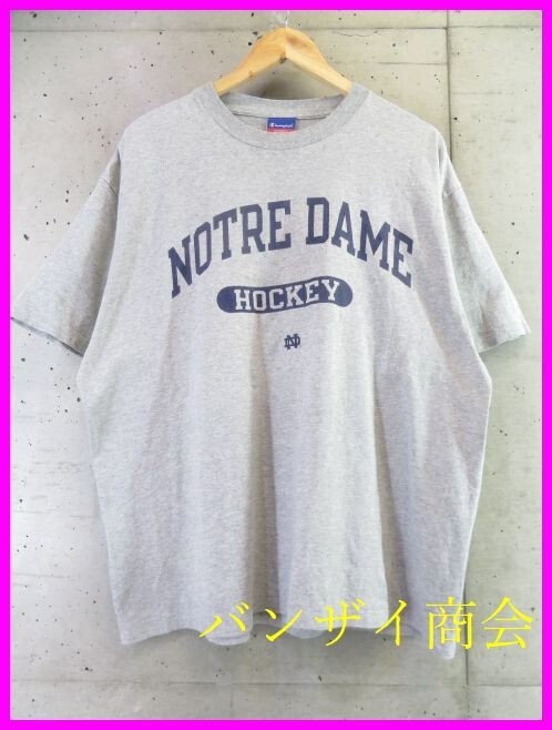 【送料300円可】6080b2◆90sヴィンテージ◆メキシコ製◆Champion チャンピオン ノートルダム大学 カレッジ 半袖Tシャツ XL/スウェット/古着拍卖