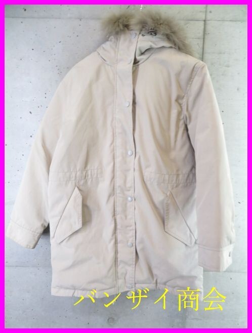 1180b18◆良品です◆本毛皮◆nano universe ナノユニバース フーディ 羽毛ダウンコート ジャケット 38/ベスト/シャツ/レディース/女性 拍卖