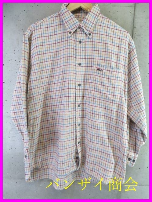 3180b7◆良品です◆FILA フィラ ボタンダウン 長袖チェックネルシャツ L/ジャケット/ジャージ/ブルゾン/パンツ/ニットセーター/スポーツ拍卖