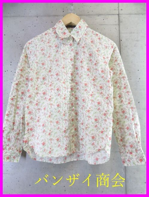 【送料300円可】5280b9◆良品です◆日本製◆NIMES ニーム 花柄デザイン 長袖コットンシャツ/ブラウス/ワンピース/ジャケット/カットソー拍卖
