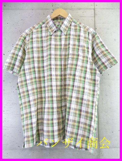 【送料300円可】6280b17◆良品◆シアサッカー素材◆AIGLE エーグル 半袖チェックシャツ L/アウトドアジャケット/マウンテンパーカー/パンツ拍卖