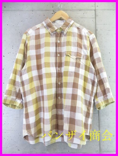 【送料300円可】0380b14◆良品です◆AIGLE エーグル 七分袖丈 チェックシャツ L/アウトドアジャケット/パンツ/マウンテンパーカー/ベスト拍卖