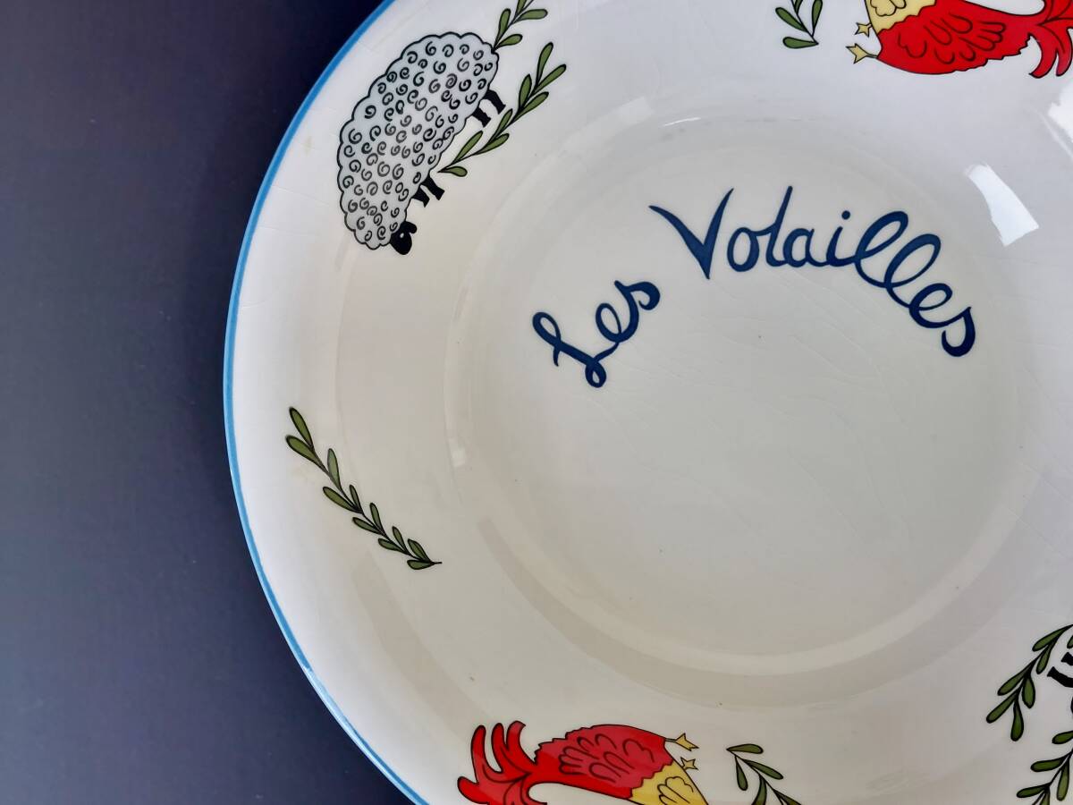 お皿21cm/Jussie Mussie⌒◆ ⌒フランスで入手しました/小物入れや壁掛けにも◆ヒツジ/ニワトリのイラスト◆コレクティブル/フランス雑貨拍卖