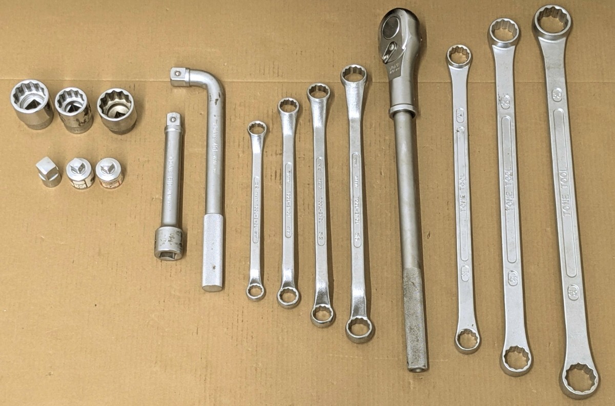 トネ TONE 超ロングメガネレンチ めがねレンチ45゜ ソケットアダプター ラチェットハンドル オフセットハンドル エクステンションバー拍卖