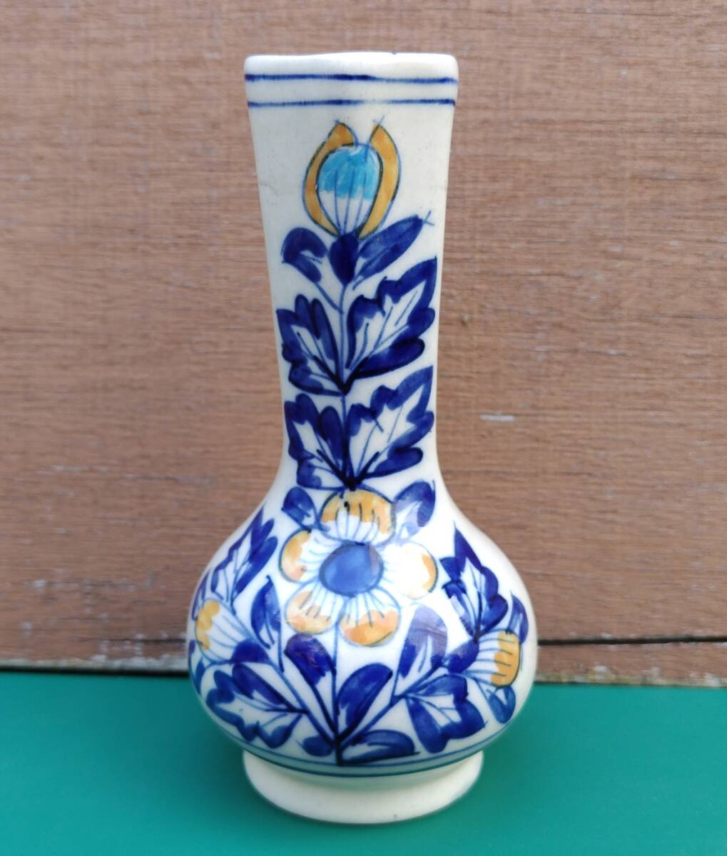 約15cm 花瓶 花器 アジア ビンテージ アンティーク インド 底に書き込みアリ●H5220拍卖