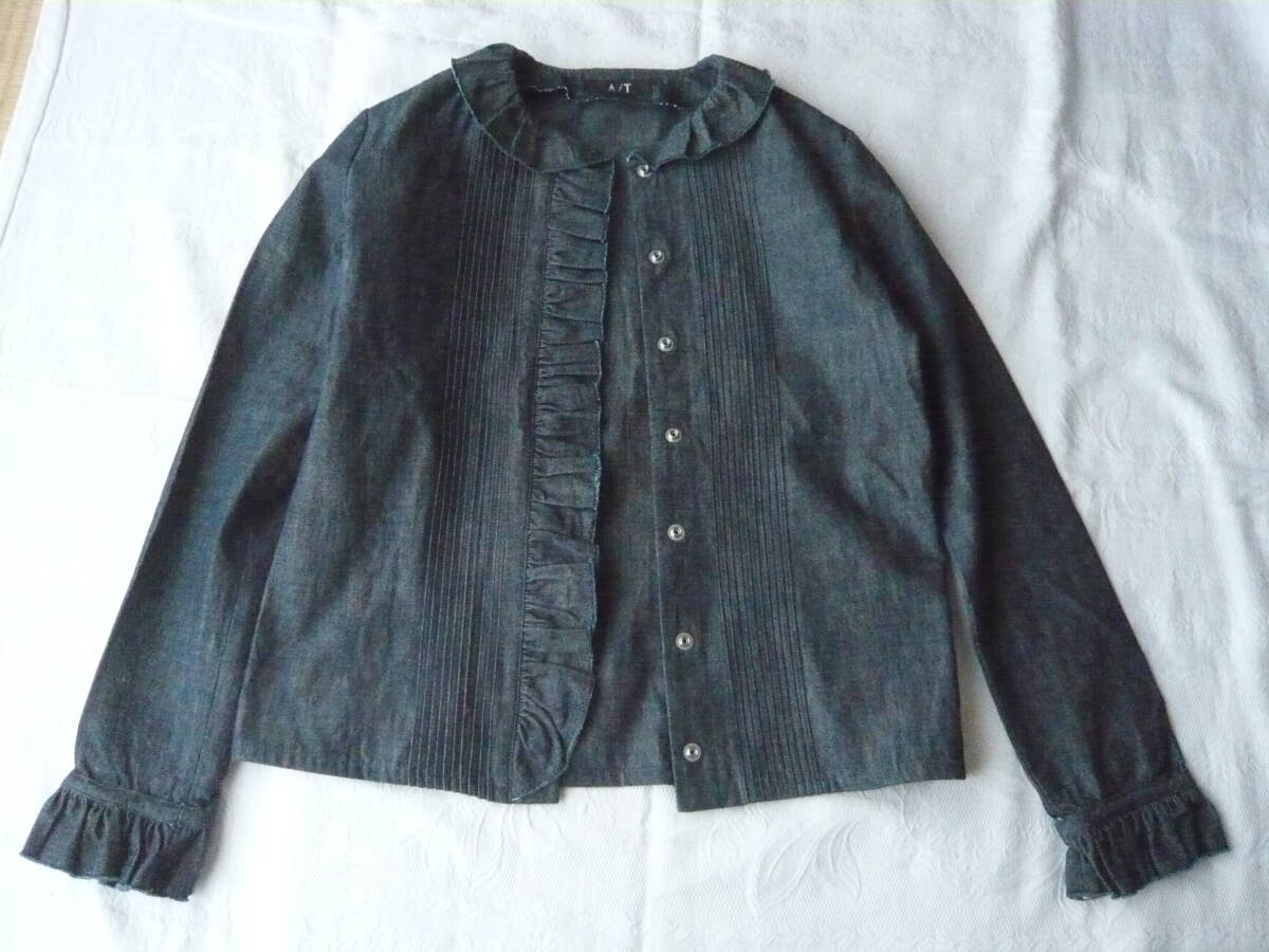新品 A/T フリル・ピンタック デニム ブラウス ジャケット はおり拍卖