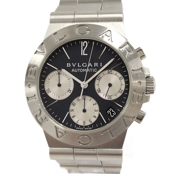 BVLGARI ディアゴノ スポーツ メンズ 腕時計 クロノグラフ SS 自動巻 ブラック文字盤 CH35S拍卖