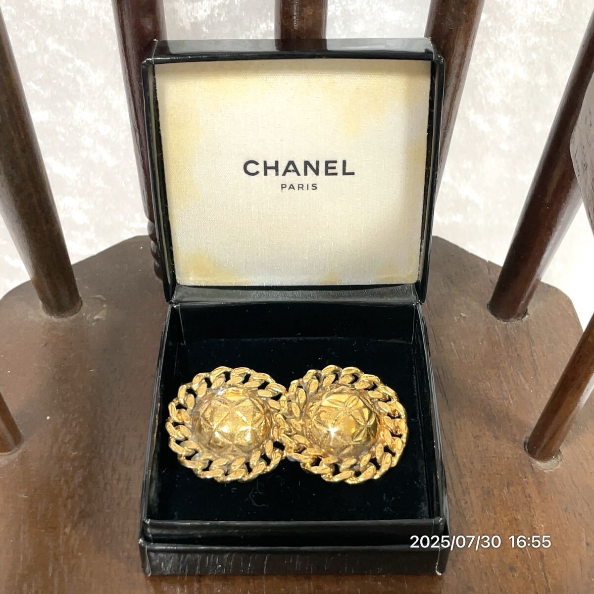 vintage CHANEL シャネル マトラッセ COCOマーク チェーン ブランドロゴ イヤリング アクセサリー 装飾品 箱付き拍卖