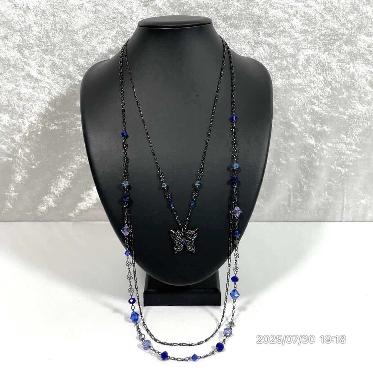 美品 ANNA SUI アナスイ 蝶モチーフ バタフライ パピヨン カラービーズ 2way ロングネックレス 2本セット アクセサリー 装飾品 小物拍卖