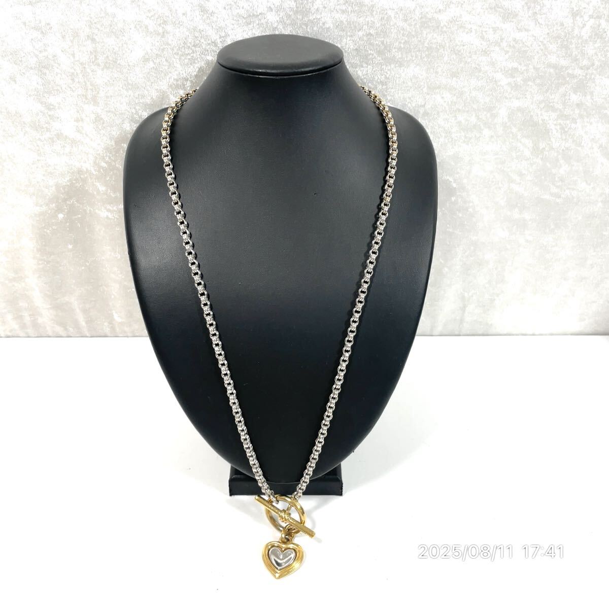 GIVENCHY ジバンシー ジバンシィ ハートモチーフ ゴールド×シルバーカラー ロング ネックレス ペンダント アクセサリー 装飾品 小物拍卖