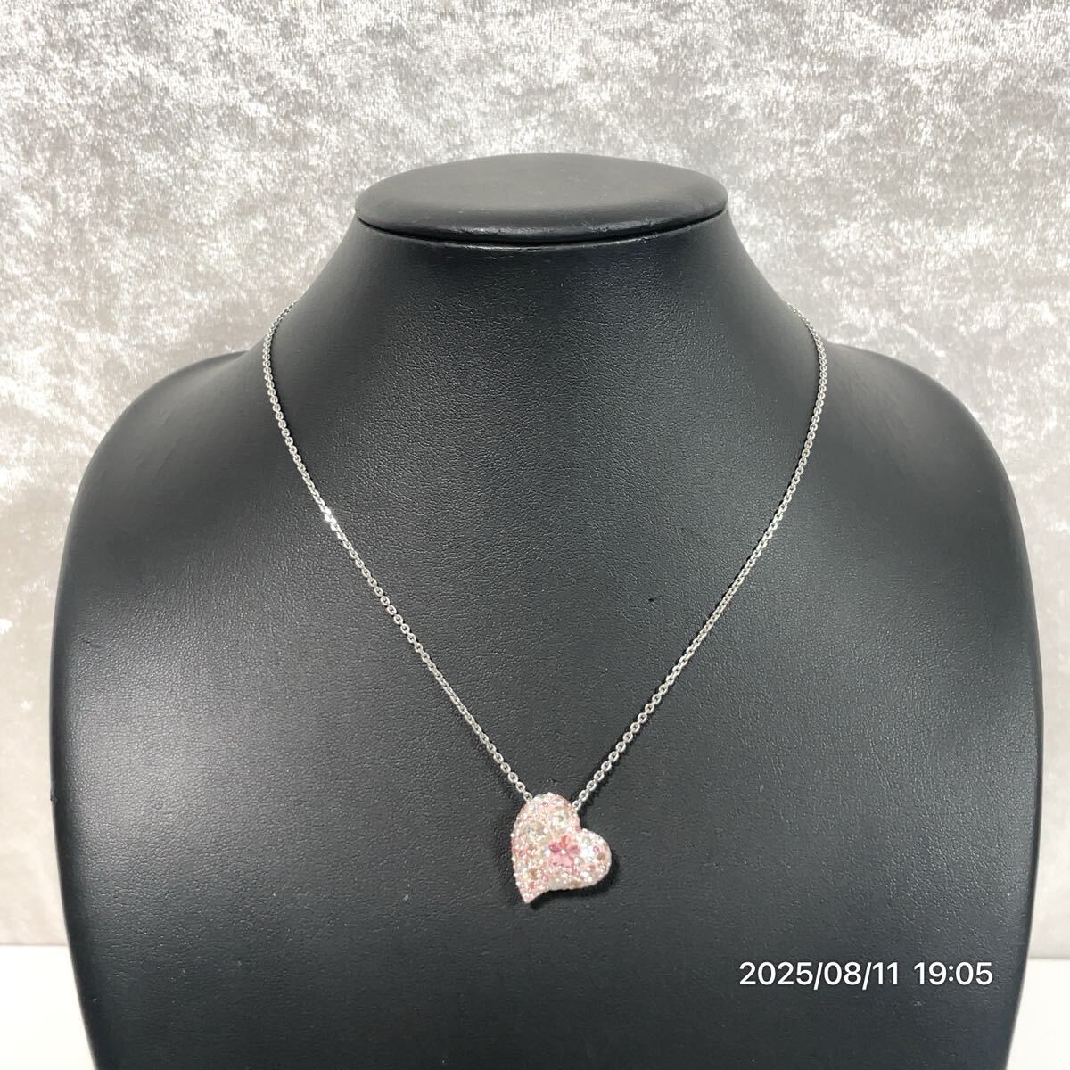 SWAROVSKI スワロフスキー ハートモチーフ 雫 星 シルバー×ピンク系カラー ネックレス ペンダント アクセサリー 装飾品 ファッション 小物拍卖