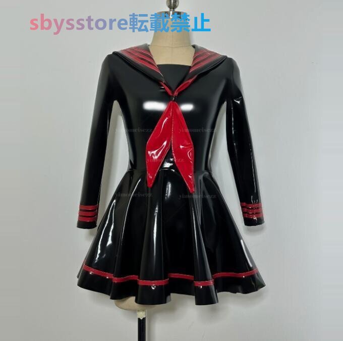 黒5XL 超光沢 可愛いセーラー風ワンピースト コスプレ JK制服 キャンギャル ハロウィン仮装 変装 撮影会 イベント コスチューム拍卖