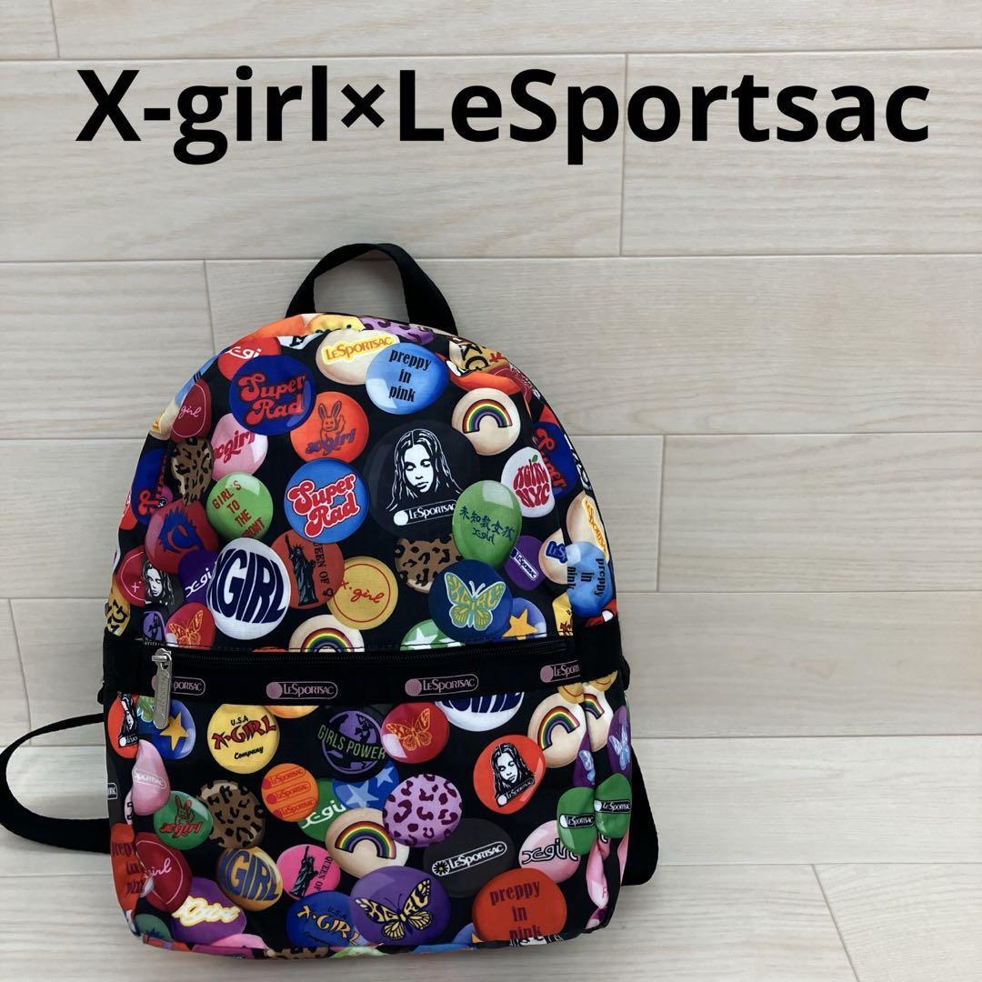 X-girl エックスガール × LeSportsac コラボ SMALL CARRIER BACKPACK 缶バッチデザイン W26105拍卖