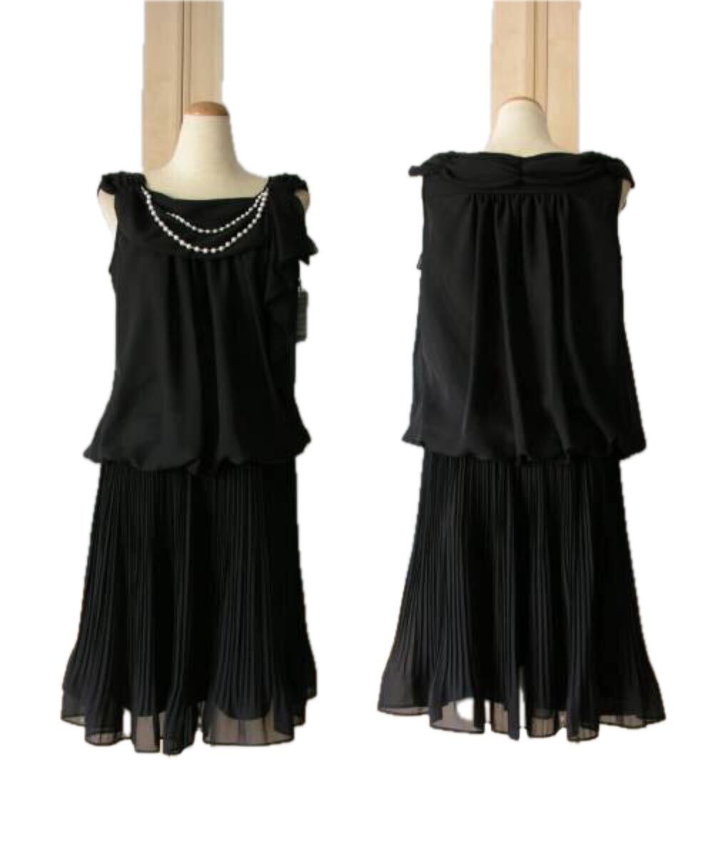 結婚式・お呼ばれ◆ネックレス付*セパレートドレス*セットアップ*38/9号*黒拍卖