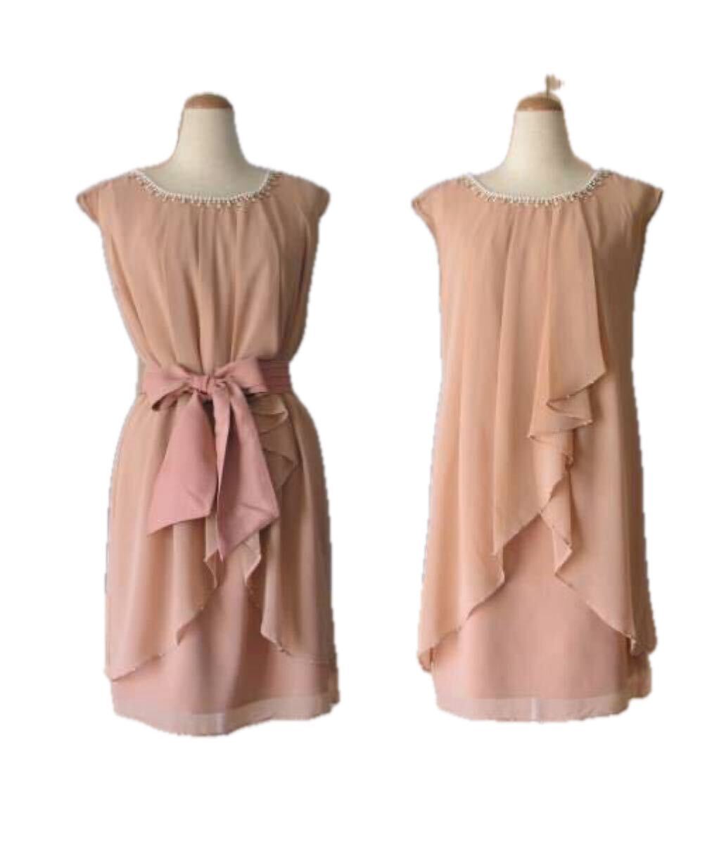 結婚式・お呼ばれ◆衿ビジュー*上品フォーマルドレスワンピース*38/9号拍卖