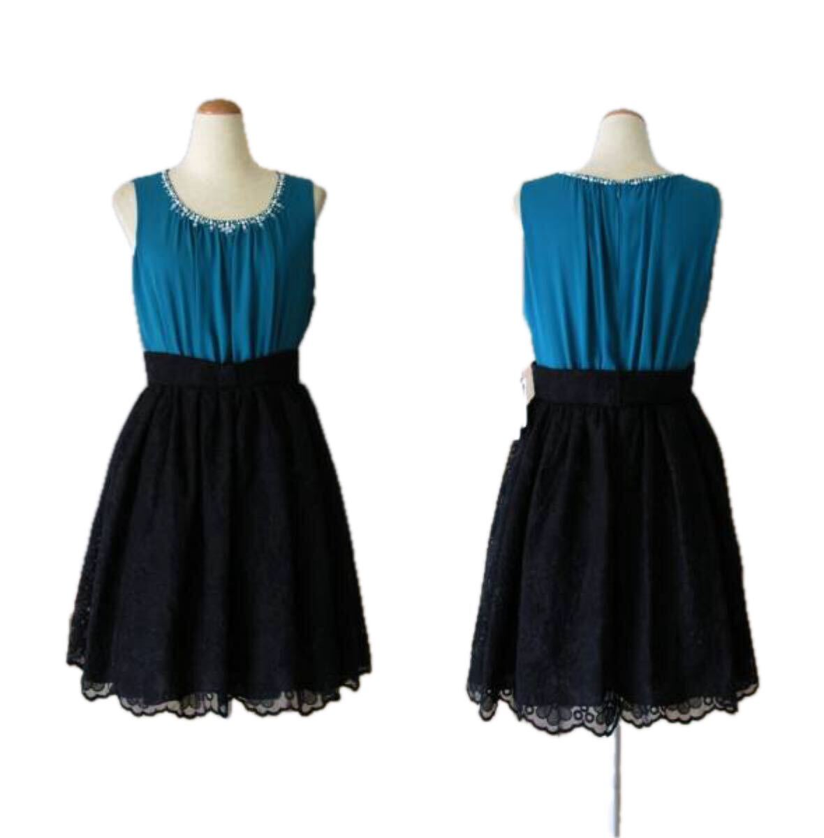 結婚式・お呼ばれ◆高級刺繍*ふんわりフェミニンドレス*38/号*綺麗バイカラー拍卖