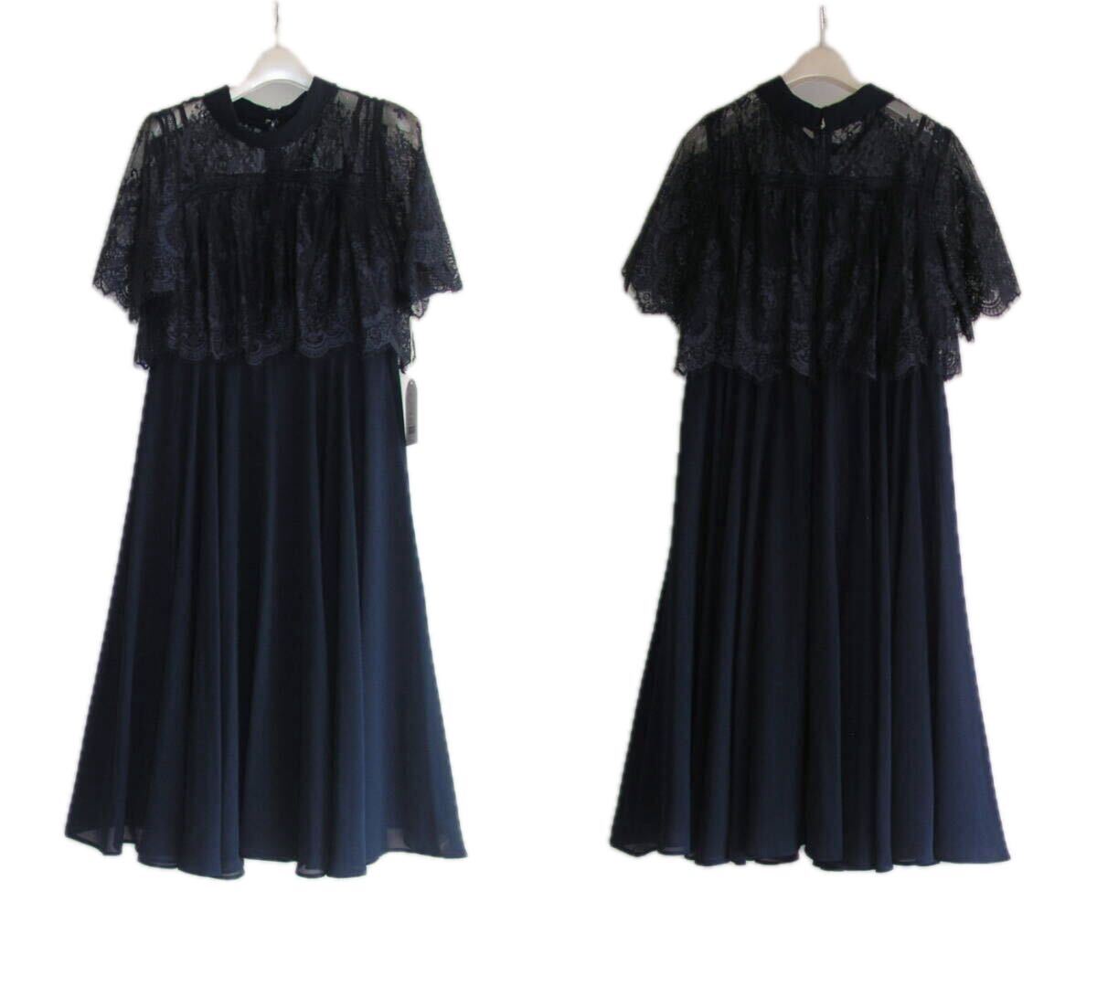 ドリードール*Mサイズ/結婚式・お呼ばれ◆上質*レース切替フォーマルドレス/ワンピース*濃紺拍卖