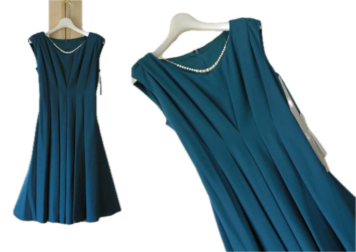 luxe brille/size38/結婚式・お呼ばれ◆上質*美しいシルエットドレスワンピース*ピーコック拍卖